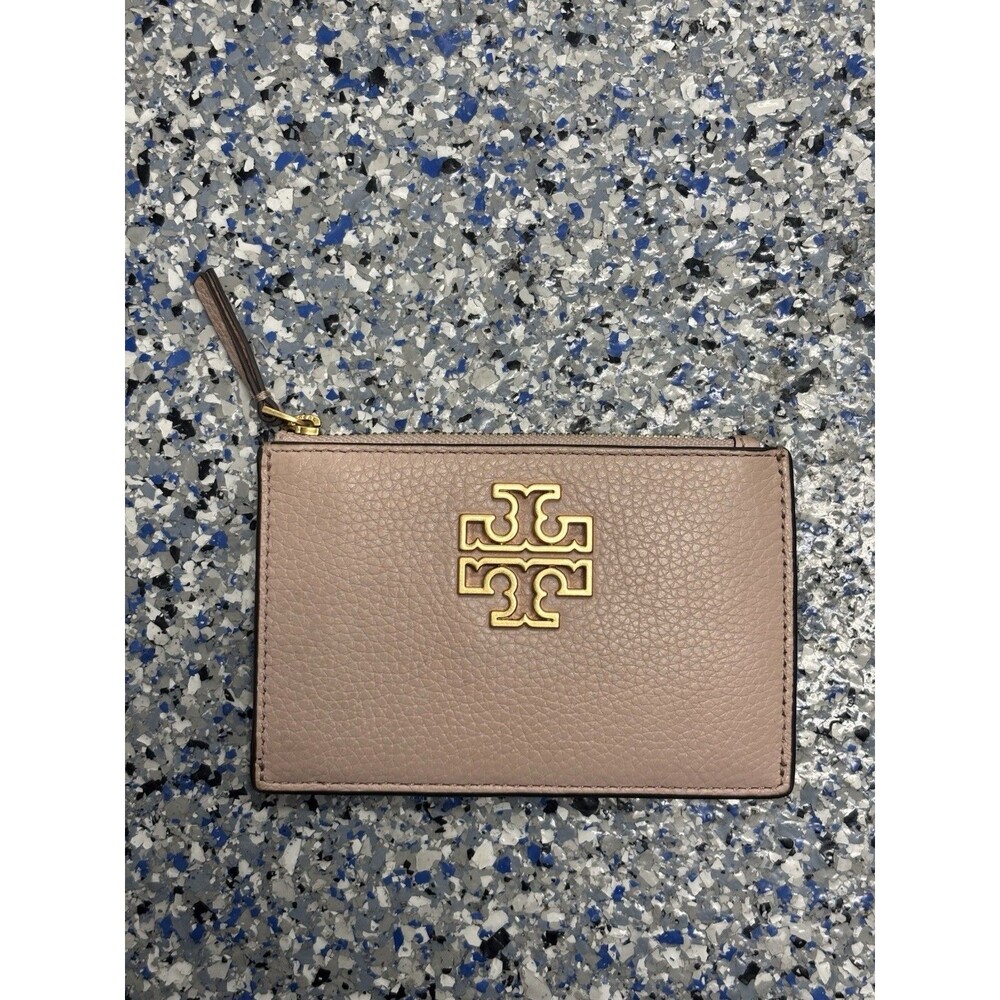 Tory Burch Britten Zip Card Case Light Meadowsweet Gold Pink